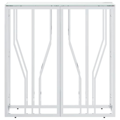 Tavolino Consolle 70x30x70 cm in Acciaio Inox e Vetro