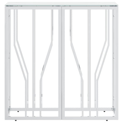 Tavolino Consolle Argento 70x30x70 cm in Acciaio Inox e Vetro