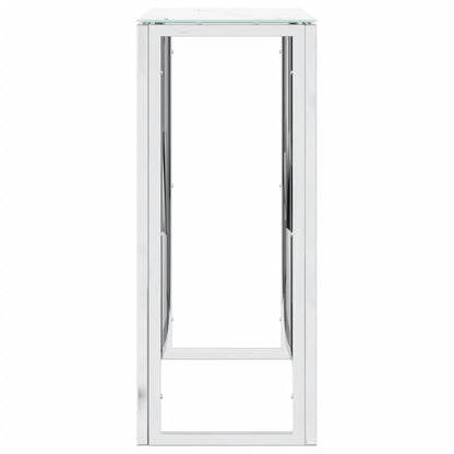 Tavolino Consolle Argento 70x30x70 cm in Acciaio Inox e Vetro
