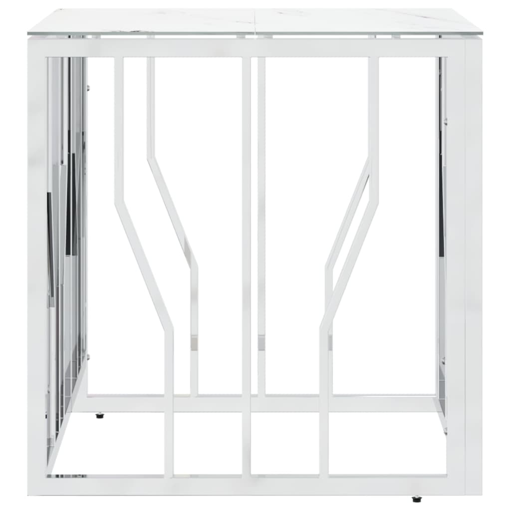 Tavolino da Salotto Argento 50x50x50 cm in Acciaio Inox e Vetro