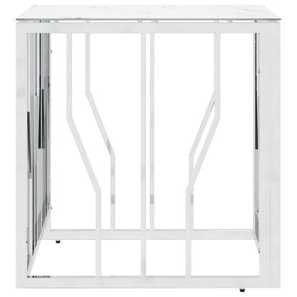 Tavolino da Salotto Argento 50x50x50 cm in Acciaio Inox e Vetro