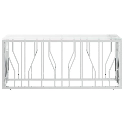 Tavolino da Salotto 110x45x45 cm in Acciaio Inox e Vetro