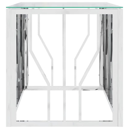 Tavolino da Salotto 110x45x45 cm in Acciaio Inox e Vetro