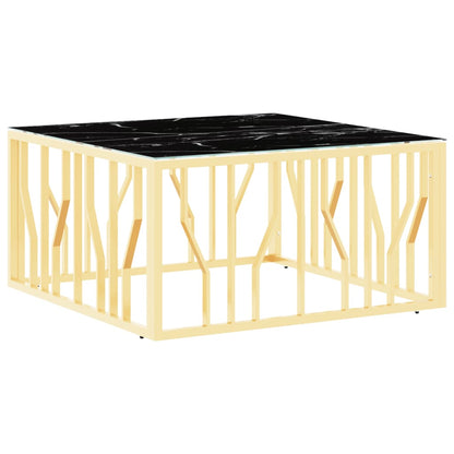 Tavolino da Salotto Oro 80x80x40 cm in Acciaio Inox e Vetro