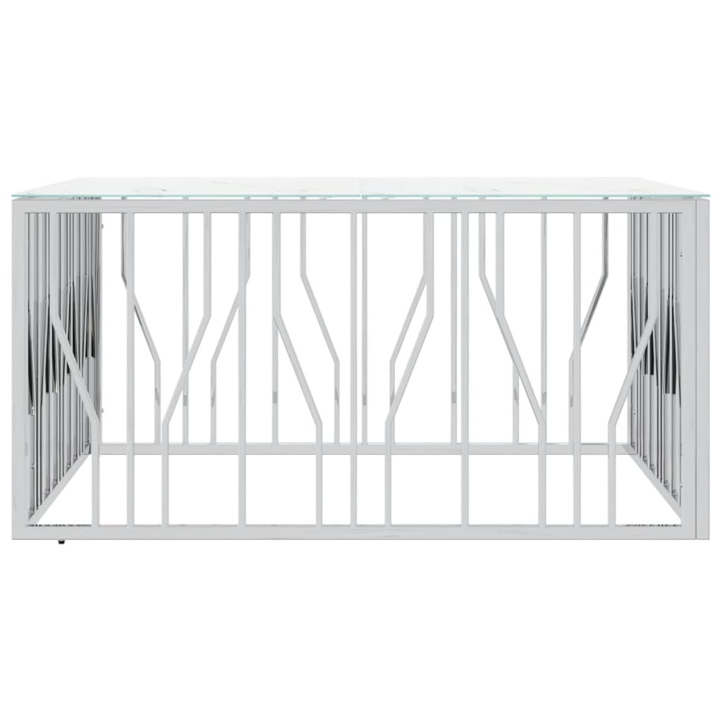 Tavolino da Salotto Argento 100x100x50 cm Acciaio Inox e Vetro