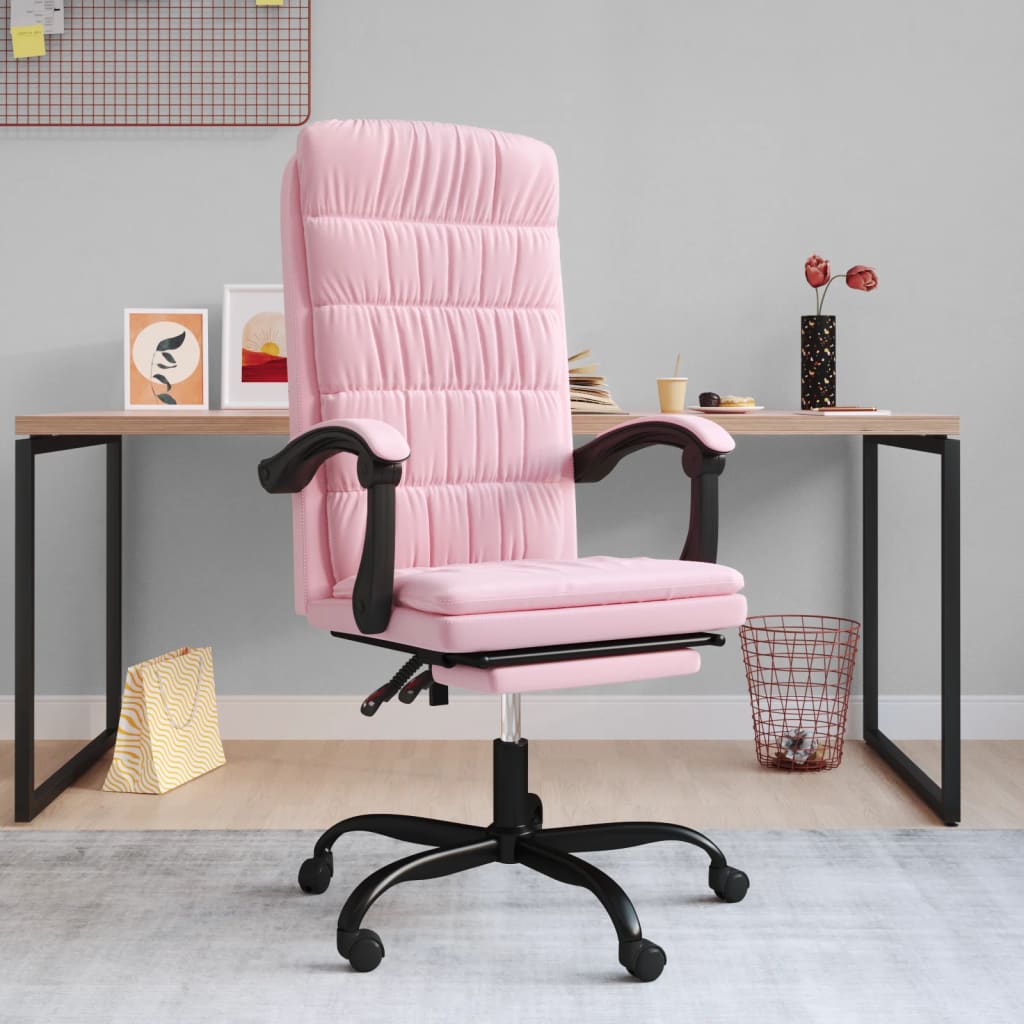 Poltrona da Ufficio Reclinabile Rosa in Velluto