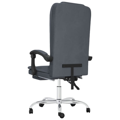 Sedia da Ufficio Massaggio Reclinabile Grigio Scuro in Velluto
