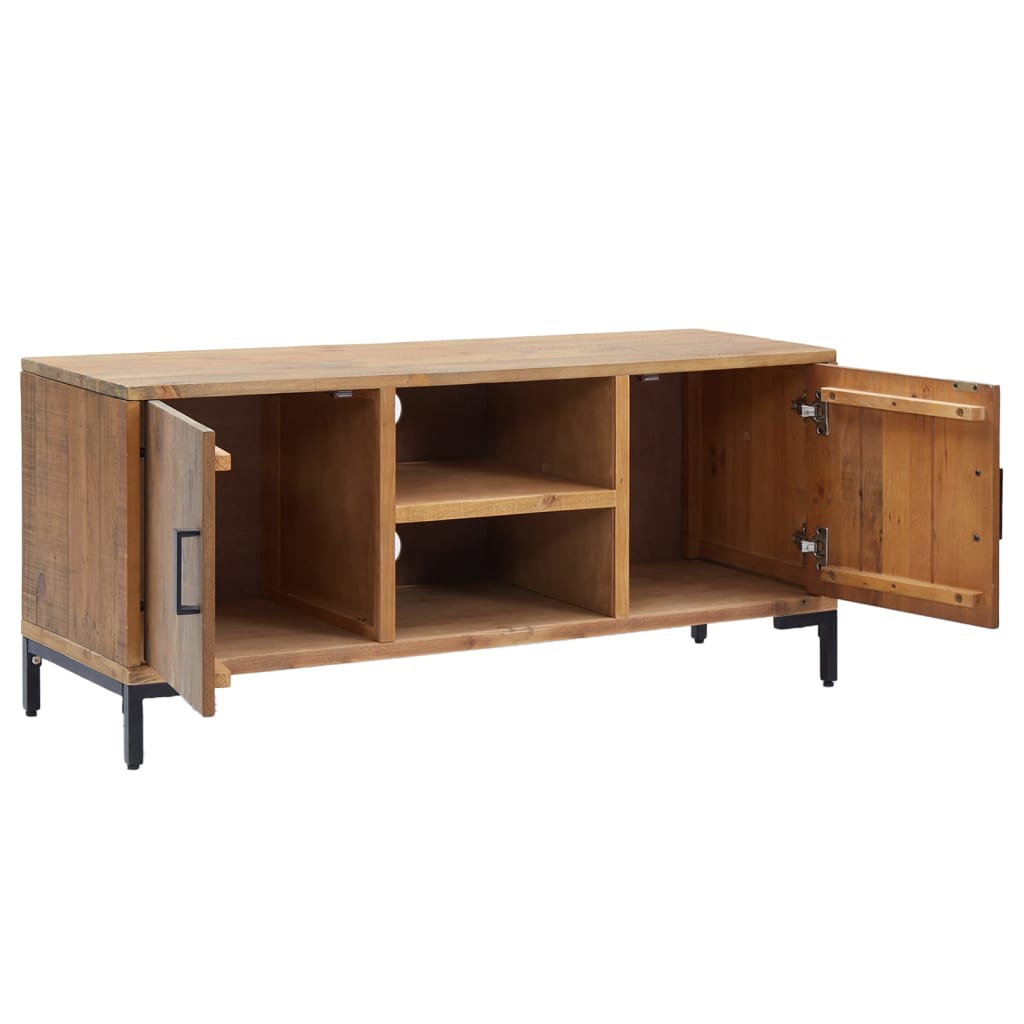 Mobile TV Marrone 110x35x48 cm in Legno Massello di Pino