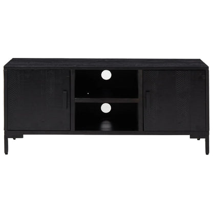 Mobile TV Nero 110x35x48 cm in Legno Massello di Pino