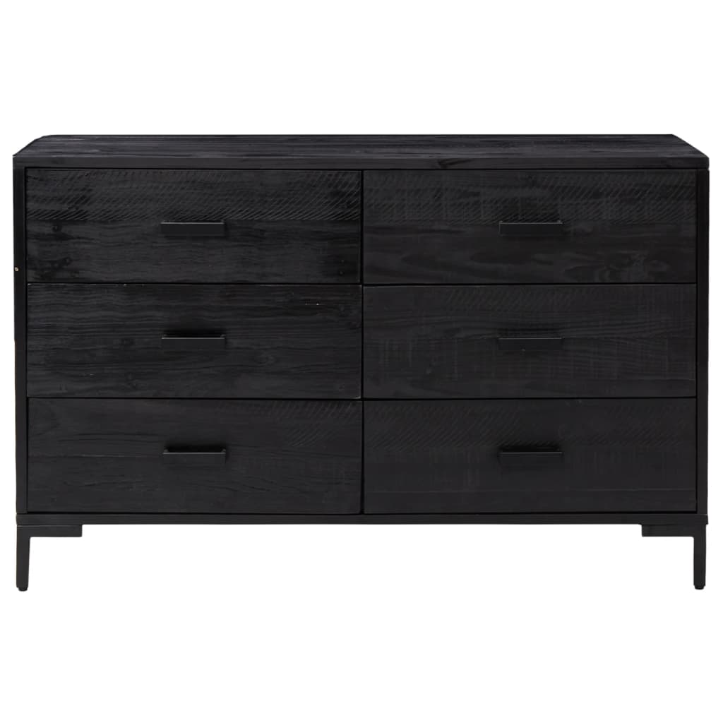 Credenza Nera 110x35x70 cm in Legno Massello di Pino