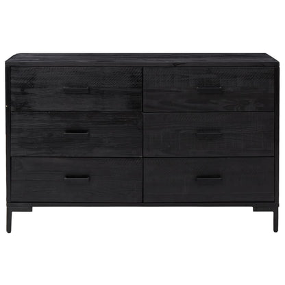 Credenza Nera 110x35x70 cm in Legno Massello di Pino