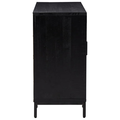 Credenza Nera 75x35x70 cm in Legno Massello di Pino