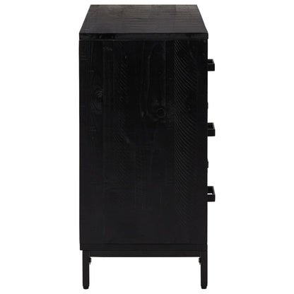 Cassettiera Nera 75x35x70 cm in Legno Massello di Pino