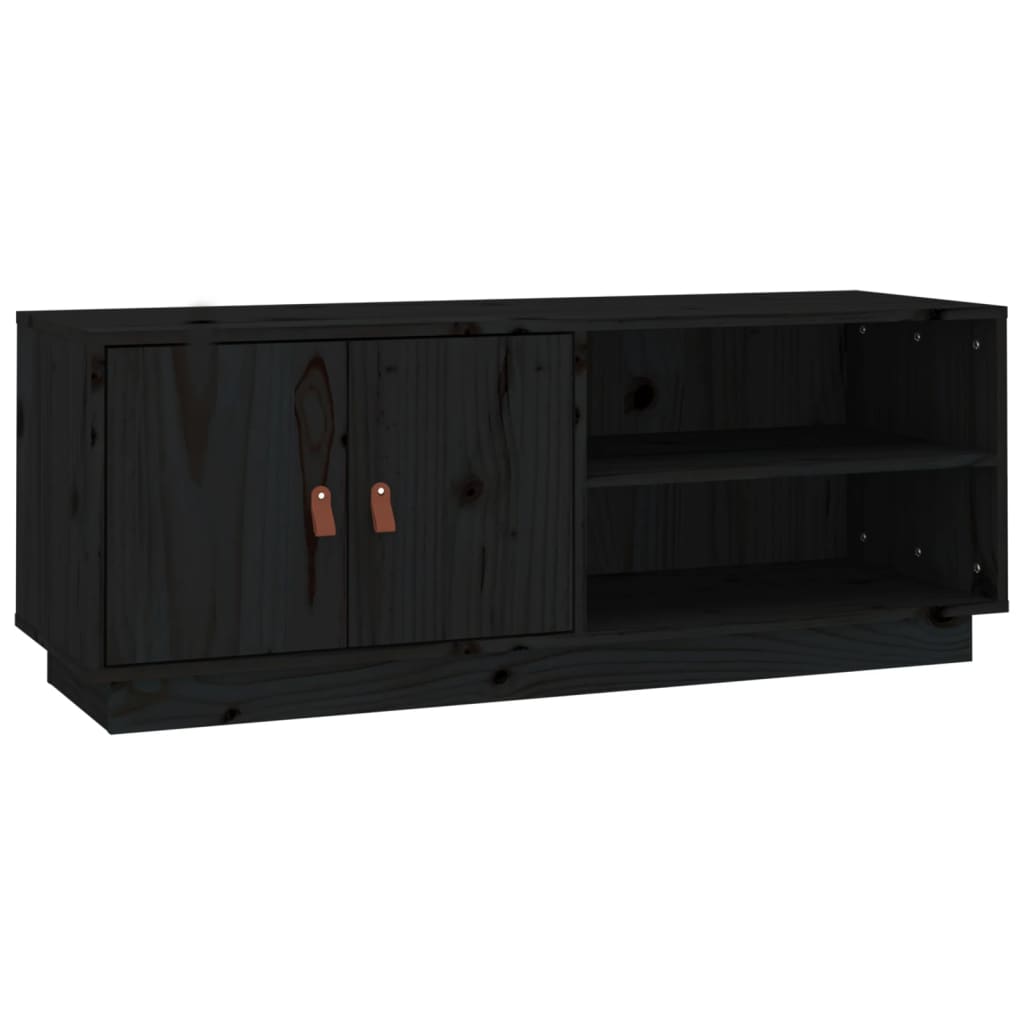 Mobile Porta TV Nero 105x34x40 cm in Legno Massello di Pino