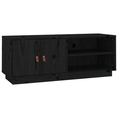 Mobile Porta TV Nero 105x34x40 cm in Legno Massello di Pino