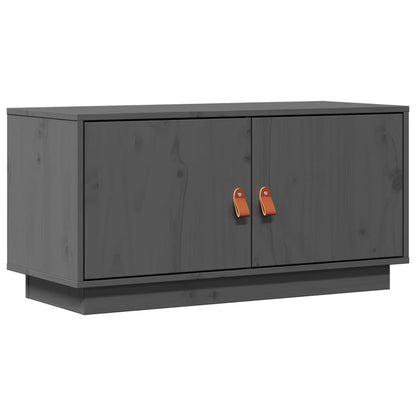 Mobile Porta TV Grigio 80x34x40 cm in Legno Massello di Pino