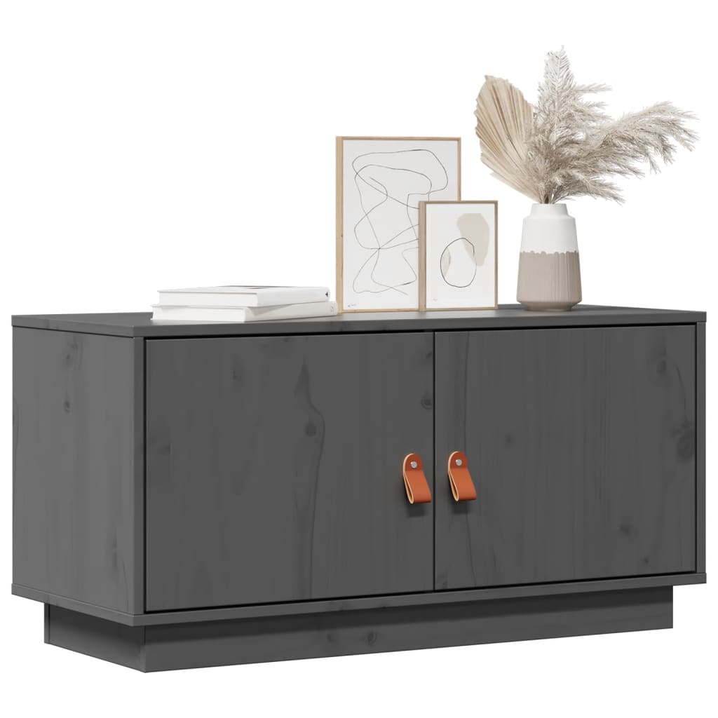 Mobile Porta TV Grigio 80x34x40 cm in Legno Massello di Pino