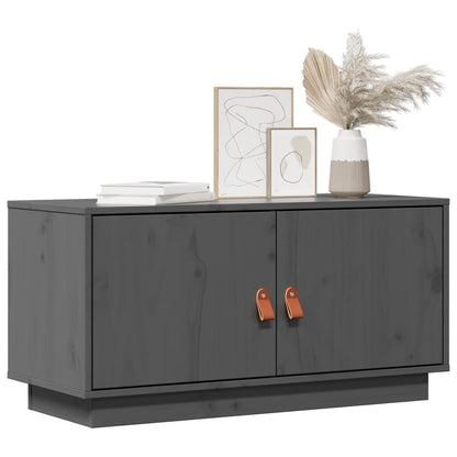 Mobile Porta TV Grigio 80x34x40 cm in Legno Massello di Pino