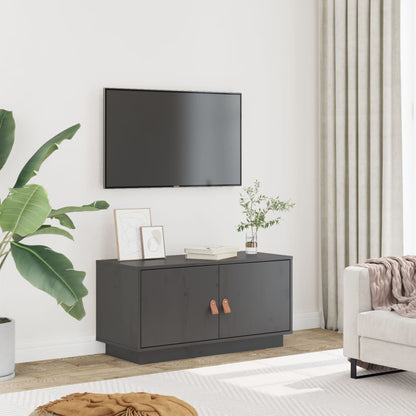 Mobile Porta TV Grigio 80x34x40 cm in Legno Massello di Pino