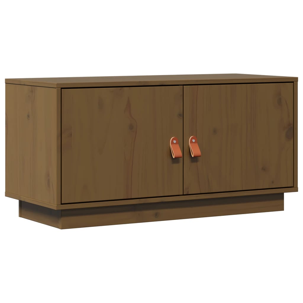 Mobile Porta TV Ambrato 80x34x40 cm in Legno Massello di Pino