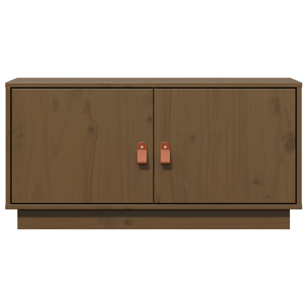 Mobile Porta TV Ambrato 80x34x40 cm in Legno Massello di Pino