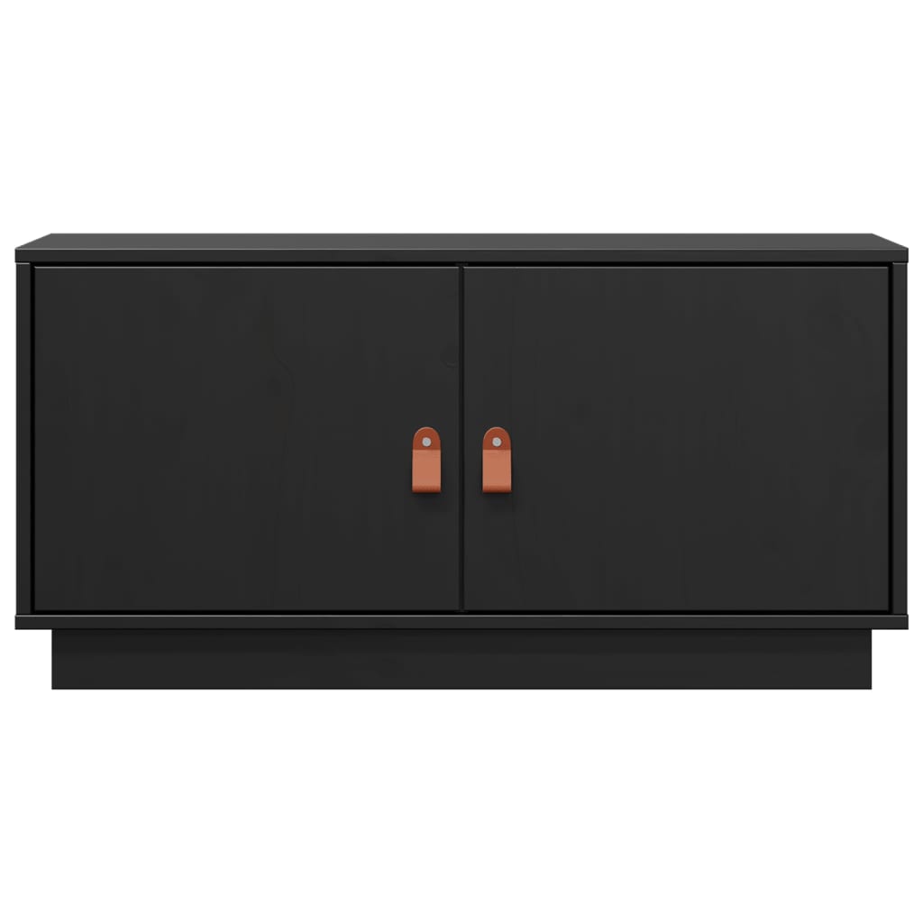 Mobile Porta TV Nero 80x34x40 cm in Legno Massello di Pino