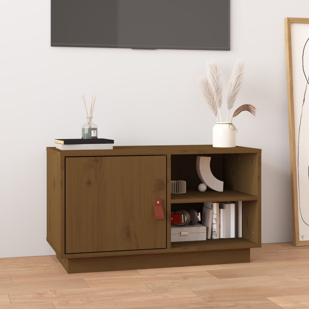Mobile Porta TV ambra 70x34x40 cm in Legno Massello di Pino