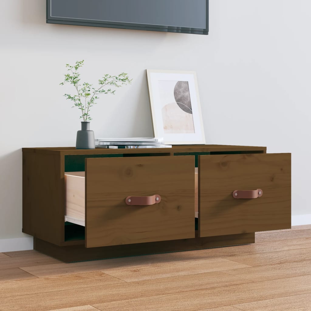 Mobile Porta TV ambra 80x34x35 cm in Legno Massello di Pino