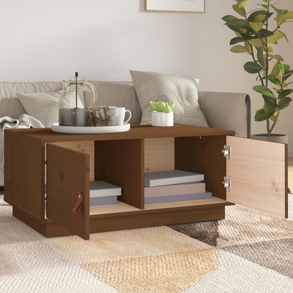 Tavolino da Salotto ambra 80x50x35 cm in Legno Massello di Pino