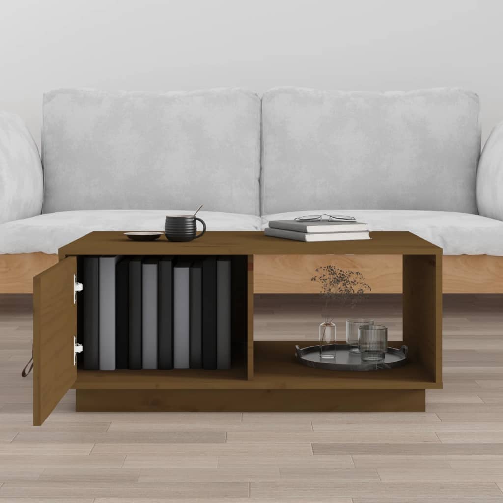 Tavolino da Salotto ambra 80x50x35,5 cm Legno Massello di Pino