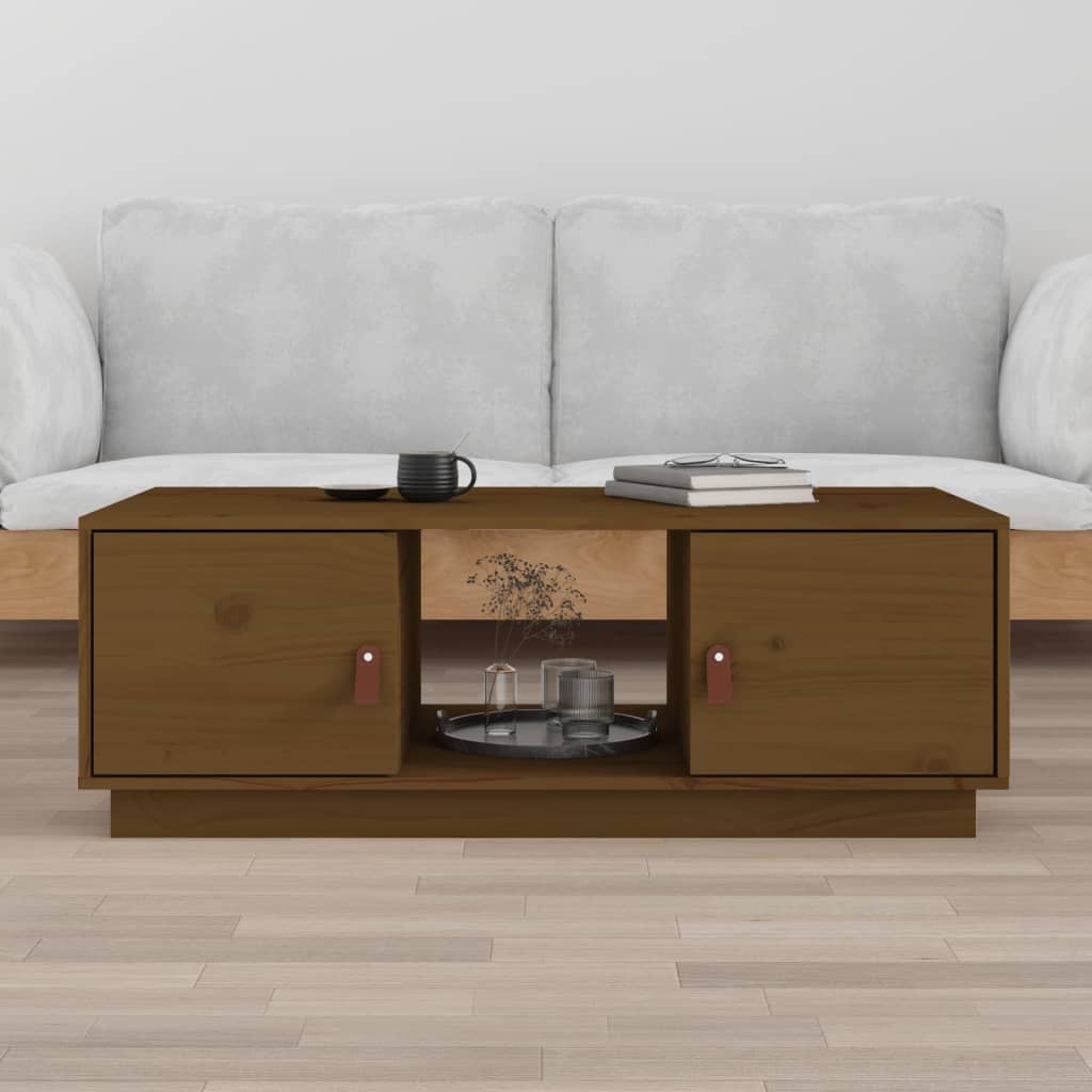 Tavolino da Salotto ambra 100x50x35 cm Legno Massello di Pino