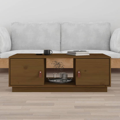 Tavolino da Salotto ambra 100x50x35 cm Legno Massello di Pino