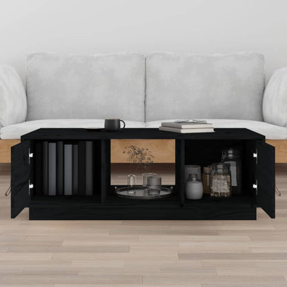 Tavolino da Salotto Nero 100x50x35 cm Legno Massello di Pino