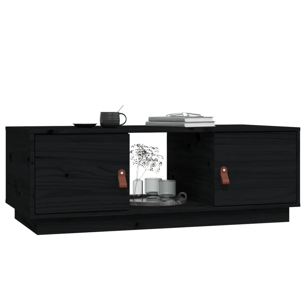 Tavolino da Salotto Nero 100x50x35 cm Legno Massello di Pino