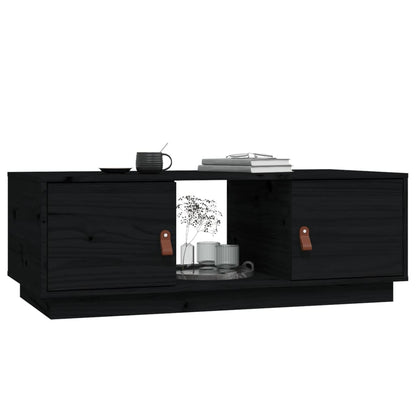 Tavolino da Salotto Nero 100x50x35 cm Legno Massello di Pino