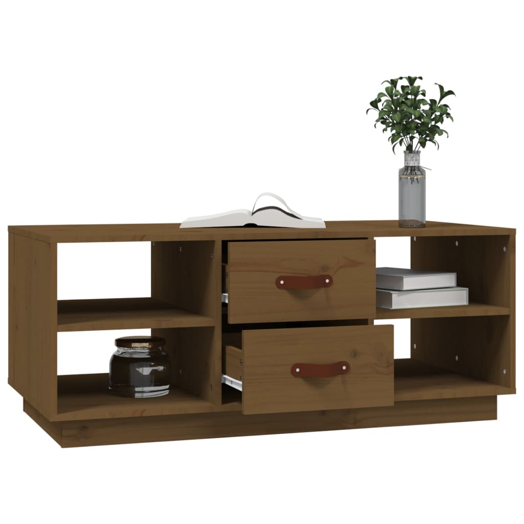 Tavolino da Salotto ambra 100x50x41cm in Legno Massello di Pino
