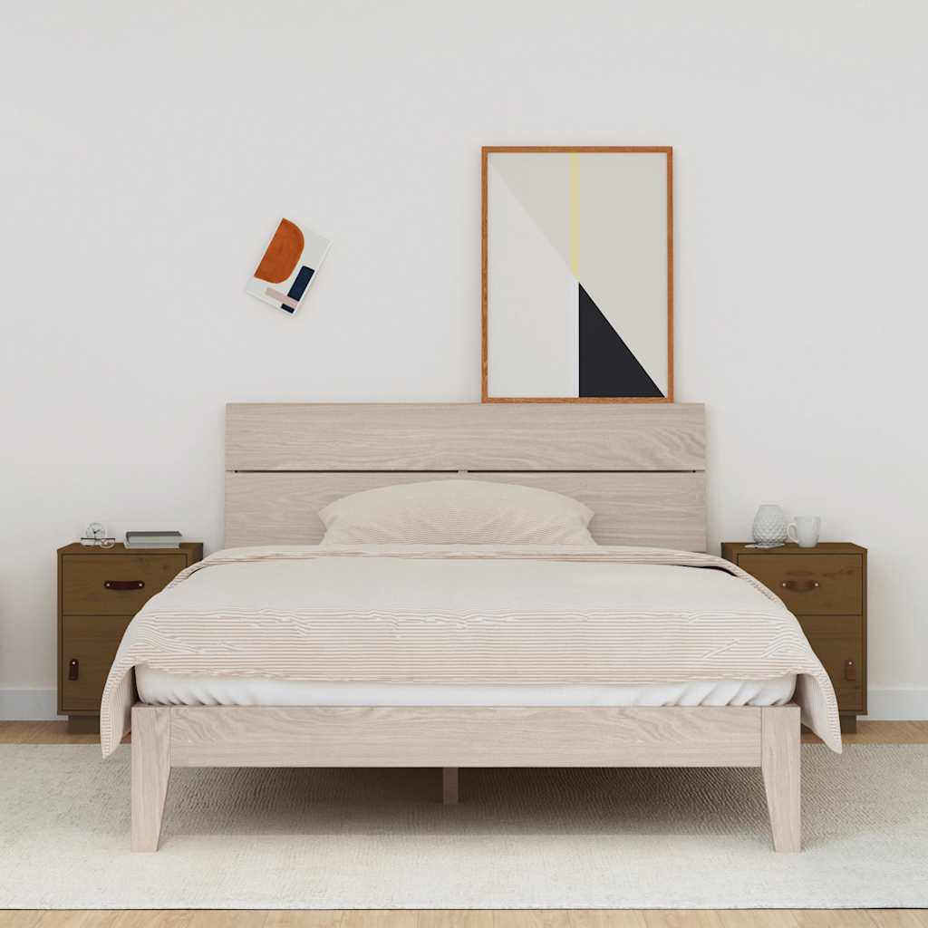 Comodini ambra 2 pz 40x34x55 cm in Legno Massello di Pino