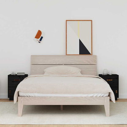 Comodini Neri 2 pz 40x34x55 cm in Legno Massello di Pino
