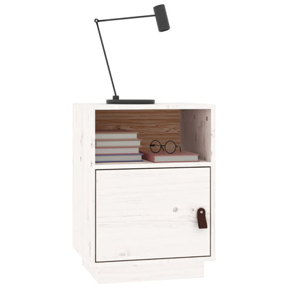 Comodini Bianchi 2 pz 40x34x55 cm in Legno Massello di Pino