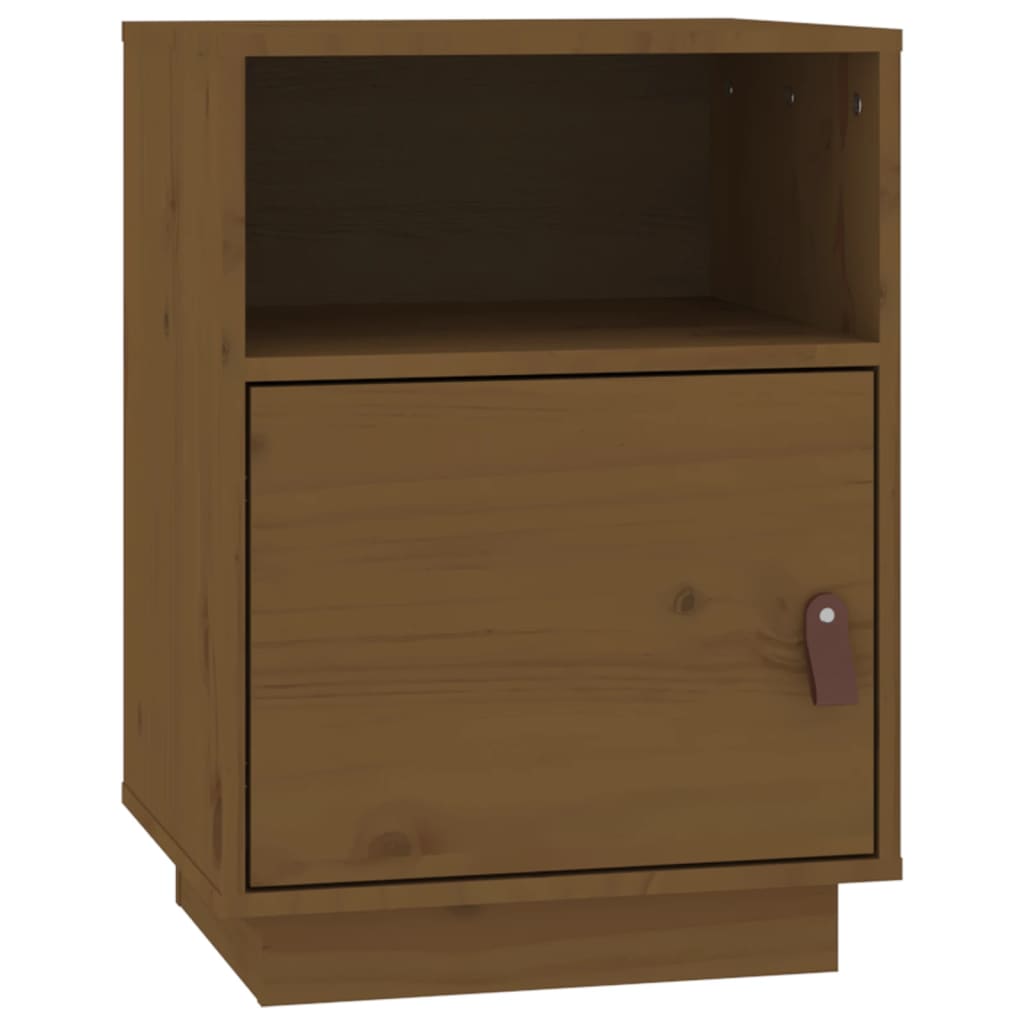 Comodino Marrone Ambrato 40x34x55 cm in Legno Massello di Pino