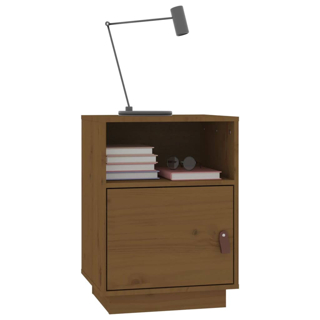Comodino Marrone Ambrato 40x34x55 cm in Legno Massello di Pino