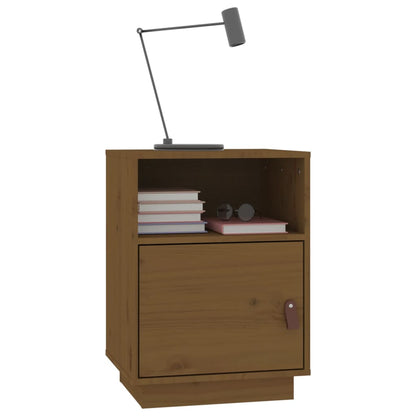 Comodino Marrone Ambrato 40x34x55 cm in Legno Massello di Pino