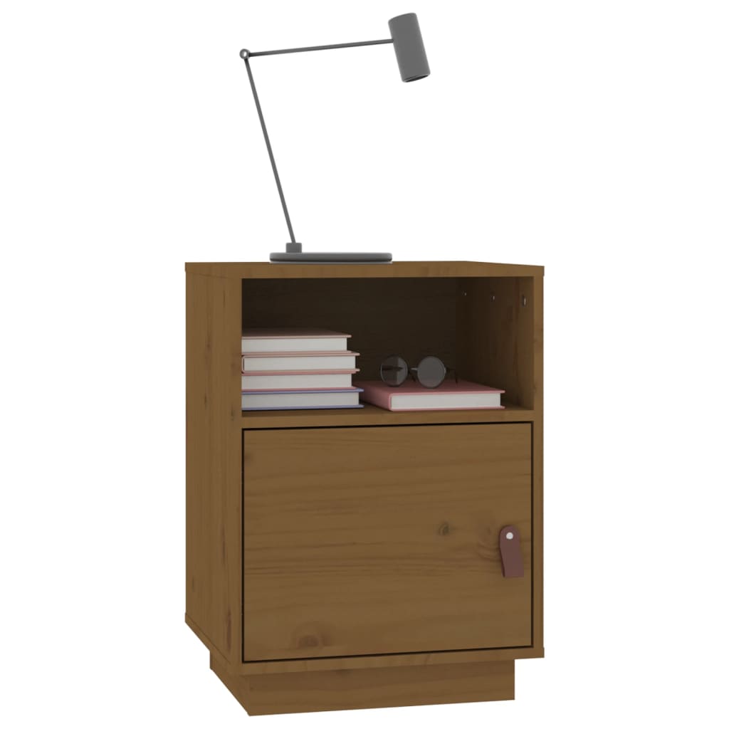 Comodini Ambrati 2 pz 40x34x55 cm in Legno Massello di Pino