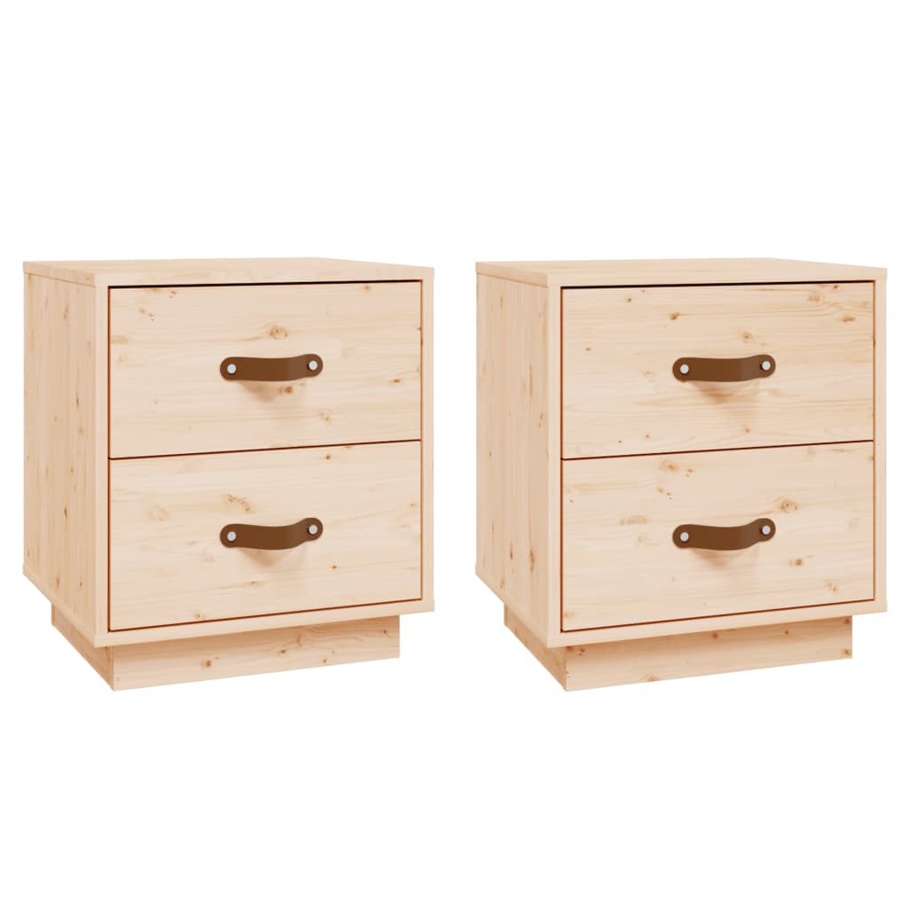 Comodini 2 pz 40x34x45 cm in Legno Massello di Pino