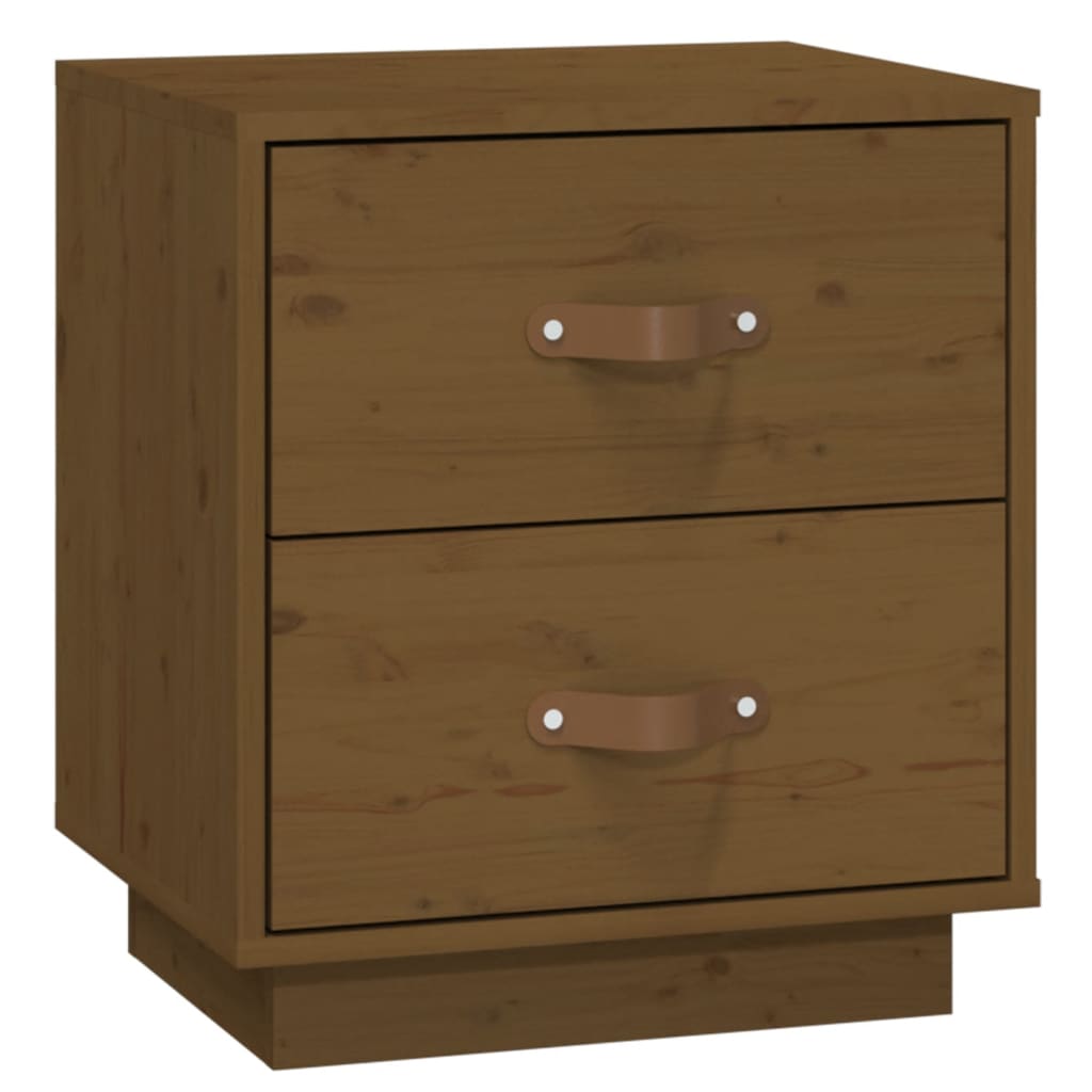 Comodino Marrone Ambrato 40x34x45 cm in Legno Massello di Pino