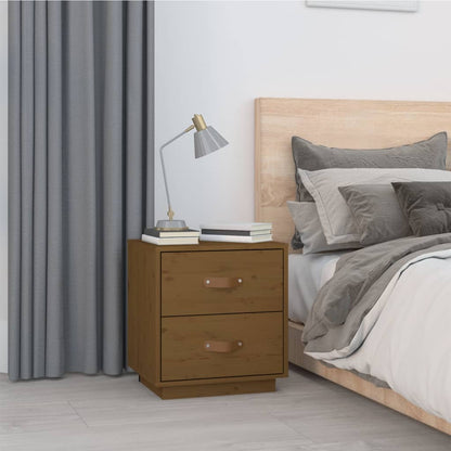 Â Comodini 2 pz Ambrati 40x34x45 cm in Legno Massello di Pino