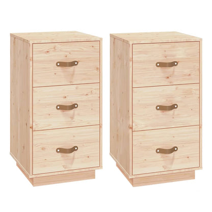 Comodini 2 pz 40x40x75 cm in Legno Massello di Pino