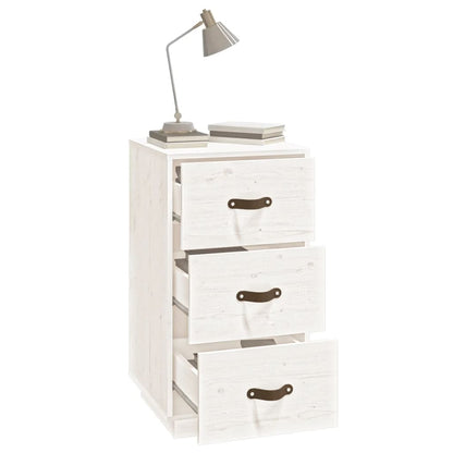 Comodino Bianco 40x40x75 cm in Legno Massello di Pino