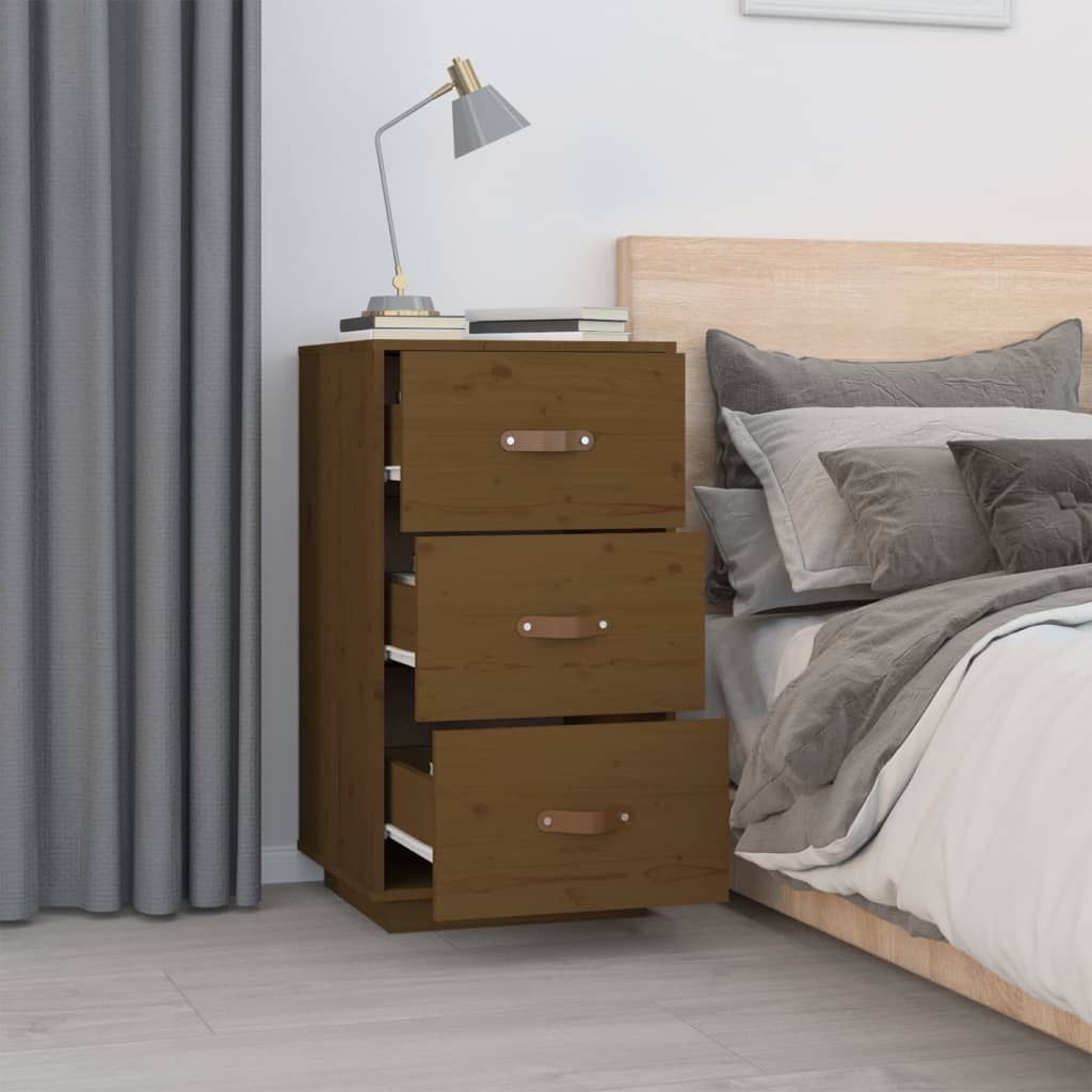 Â Comodino Ambrato 40x40x75 cm in Legno Massello di Pino