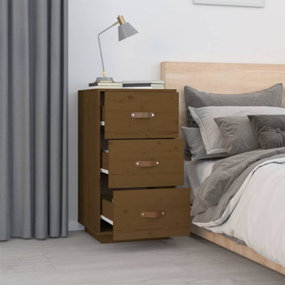 Â Comodino Ambrato 40x40x75 cm in Legno Massello di Pino